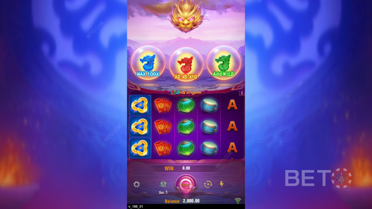Vinci 10.000x la tua puntata nella slot online 3 Pot Dragons!