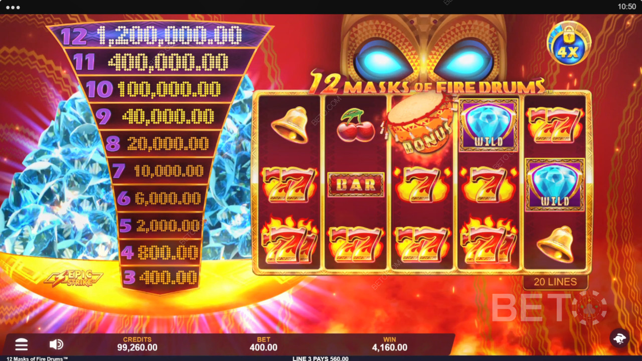 12 Masks of Fire Drums Recensione da BETO Slots
