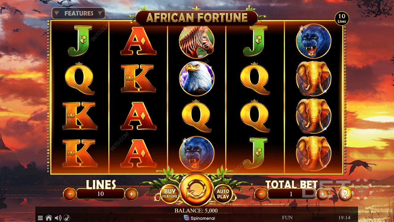 La griglia di gioco 5x4 di African Fortune