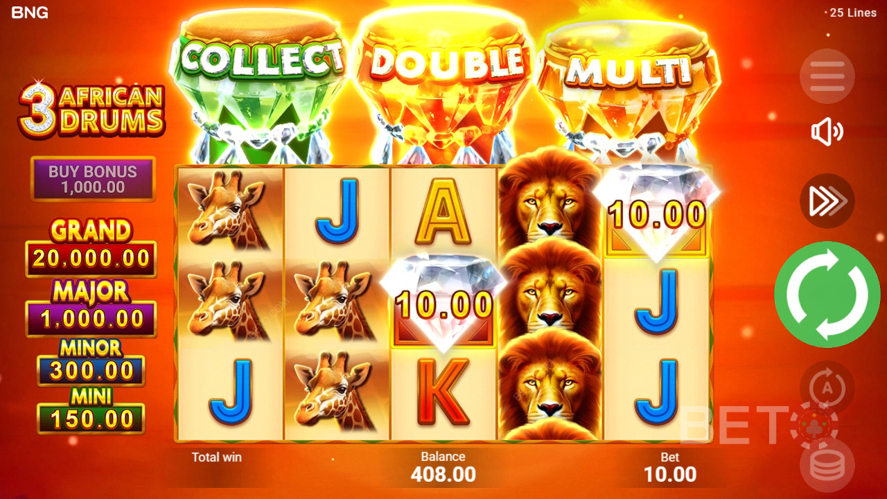 3 African Drums Recensione di BETO Slots