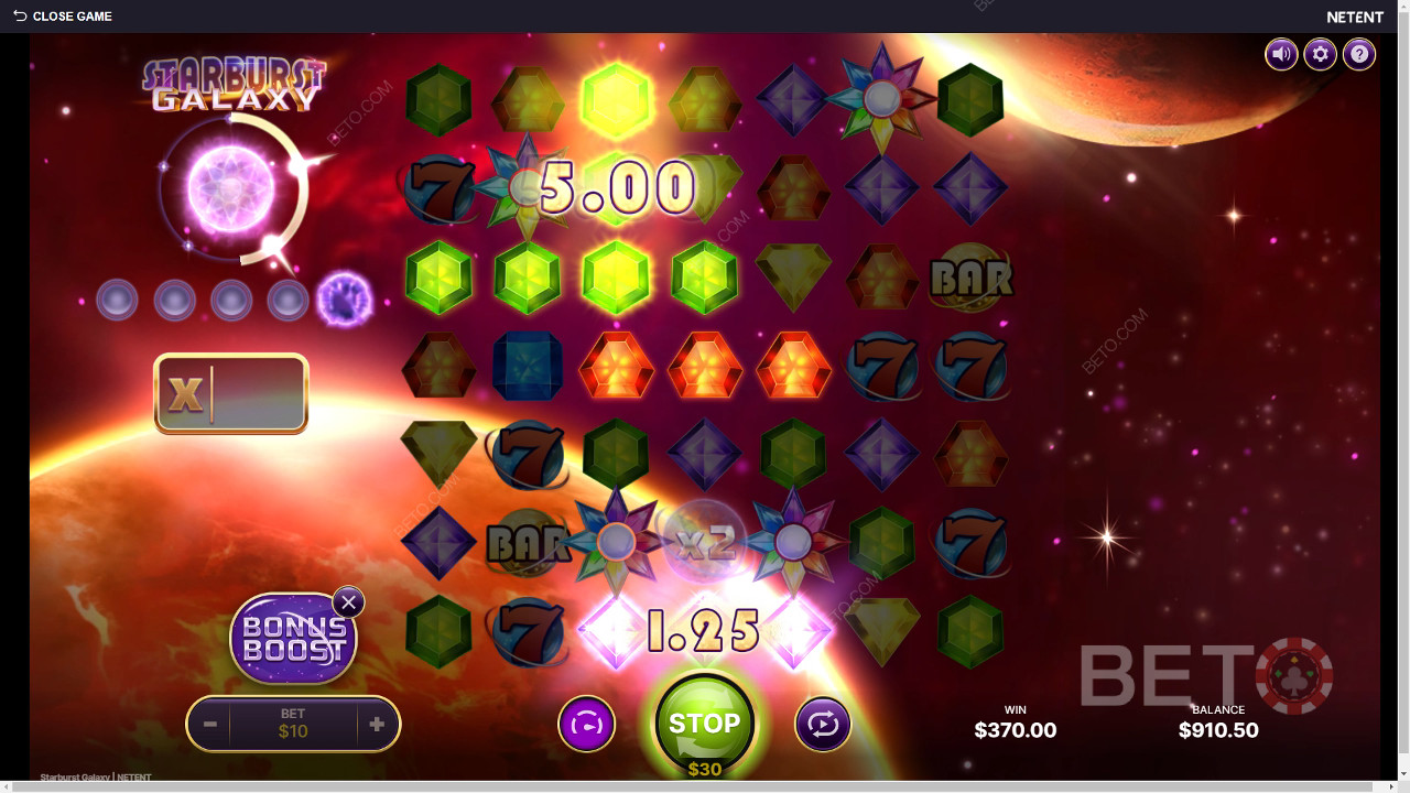 Le caratteristiche dei bonus spiegate in Starburst Galaxy da NetEnt
