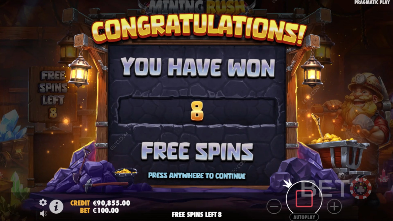 Le caratteristiche dei bonus spiegate in Mining Rush da Pragmatic Play