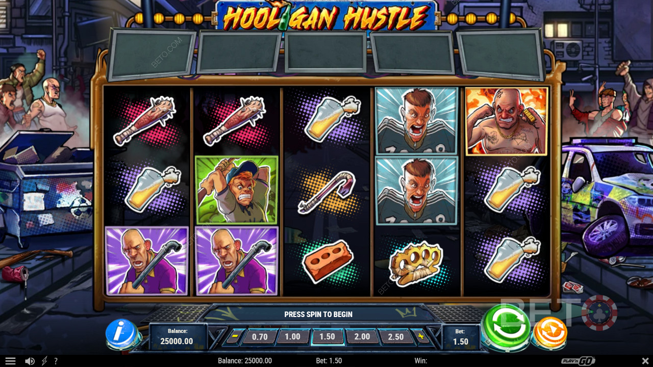 Godetevi diverse potenti funzioni come la funzione Free Spins nella slot Hooligan Hustle