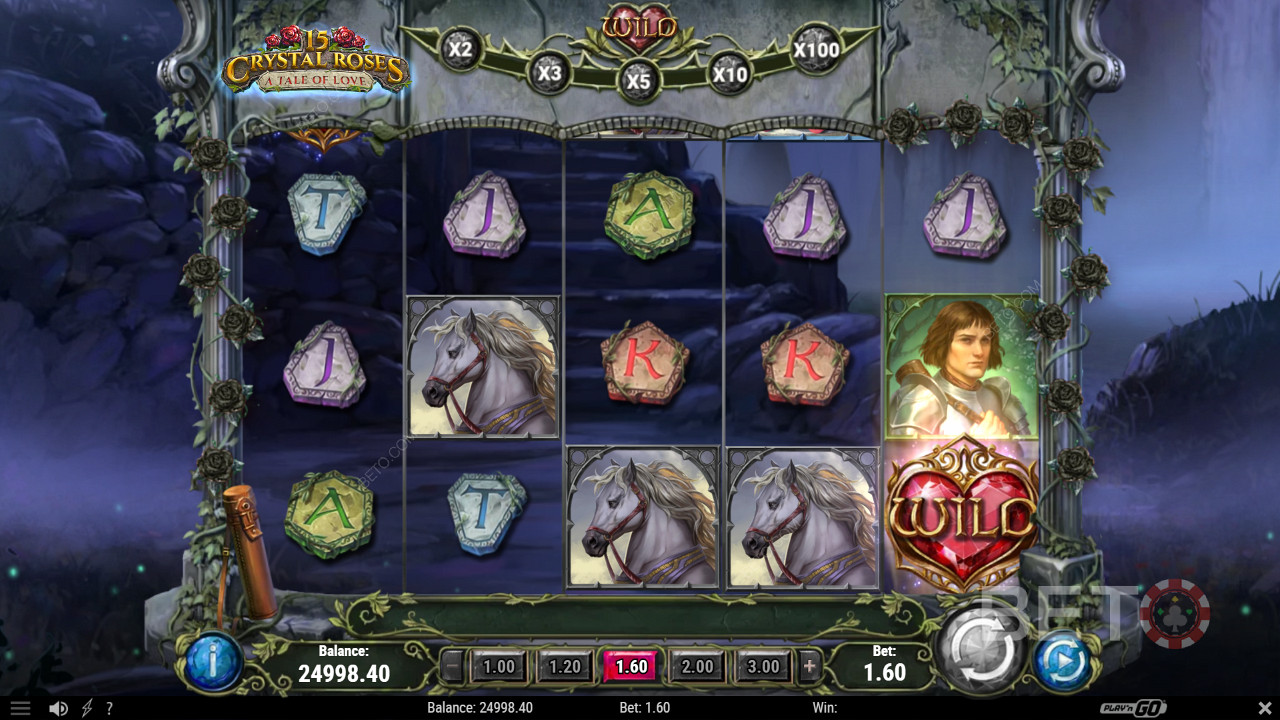 Godetevi i Wilds normali e moltiplicatori in 15 Crystal Roses: A Tale of Love slot