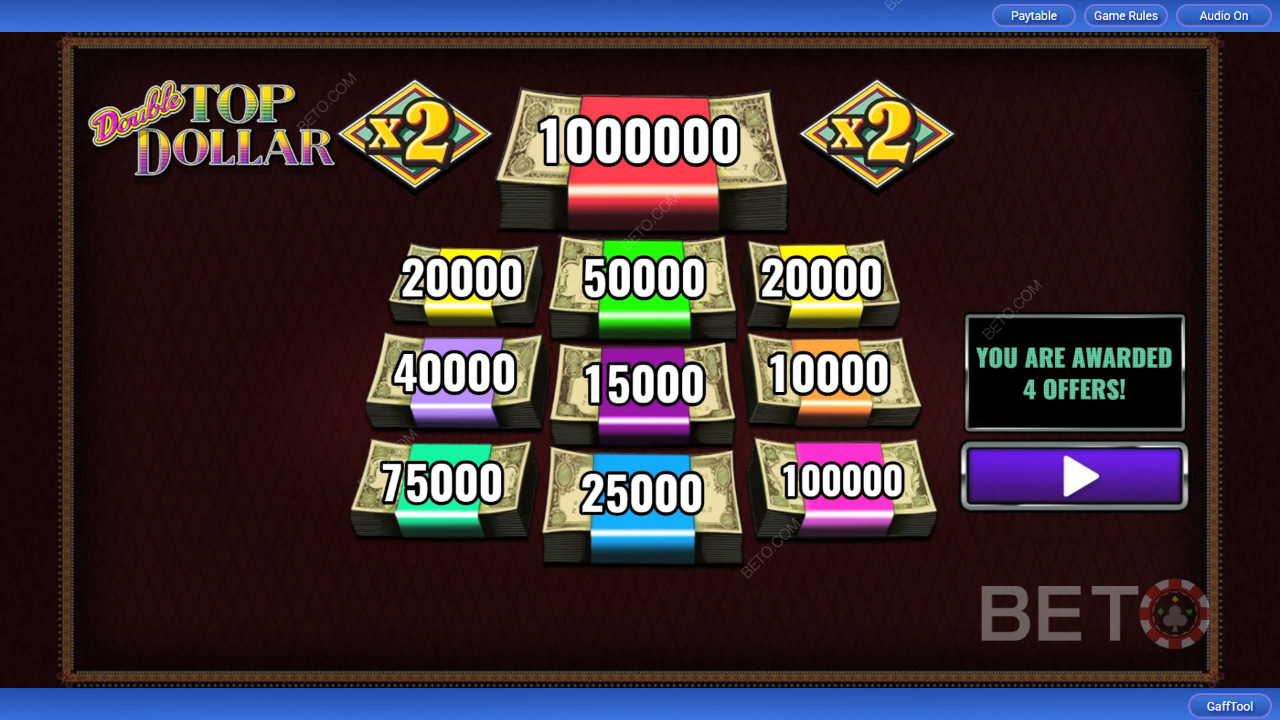 Le caratteristiche dei bonus spiegate in Double Top Dollar di IGT