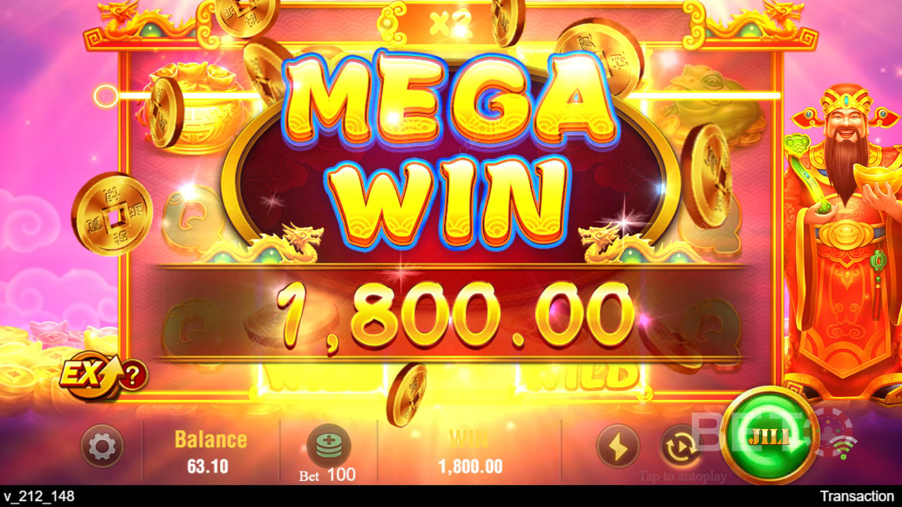Vinci 6.750x la tua puntata nella slot machine Jili Caishen!