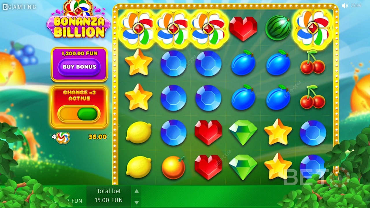 Opzione Chance X2 nella slot machine Bonanza Billion