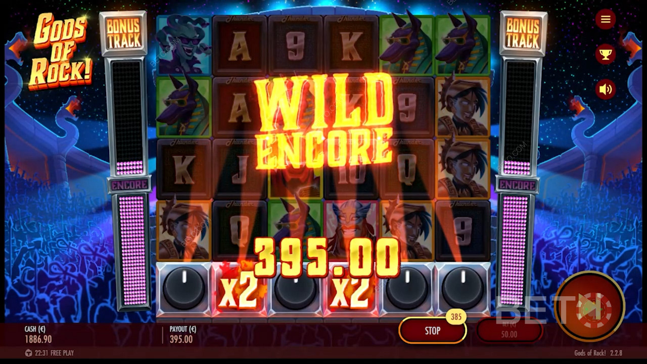 Riempite il contatore fino a un certo livello e vincete da 1 a 3 Charged Wilds nella slot Gods of Rock.