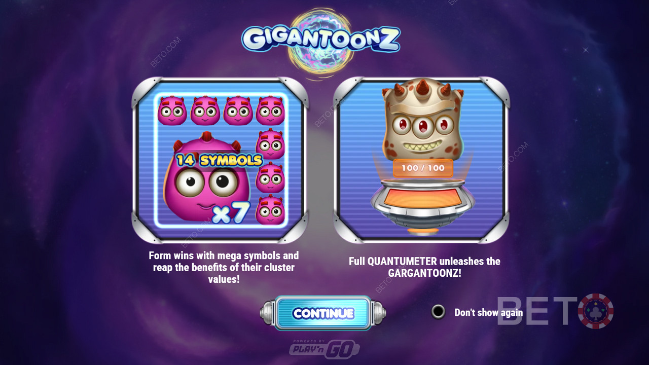 Goditi i simboli Mega, i 4 modificatori e le vincite a grappolo nella slot Gigantoonz