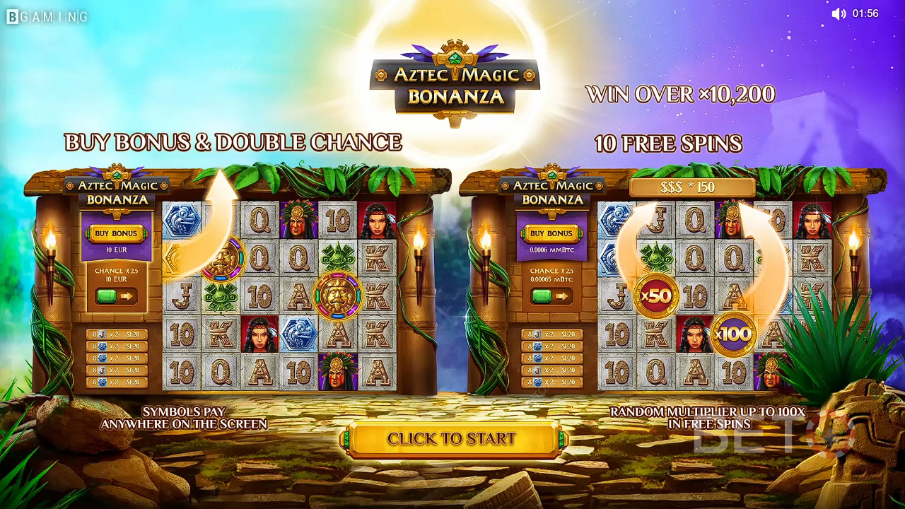 Godetevi il bonus di acquisto, la doppia possibilità e i giri gratis in Aztec Magic Bonanza