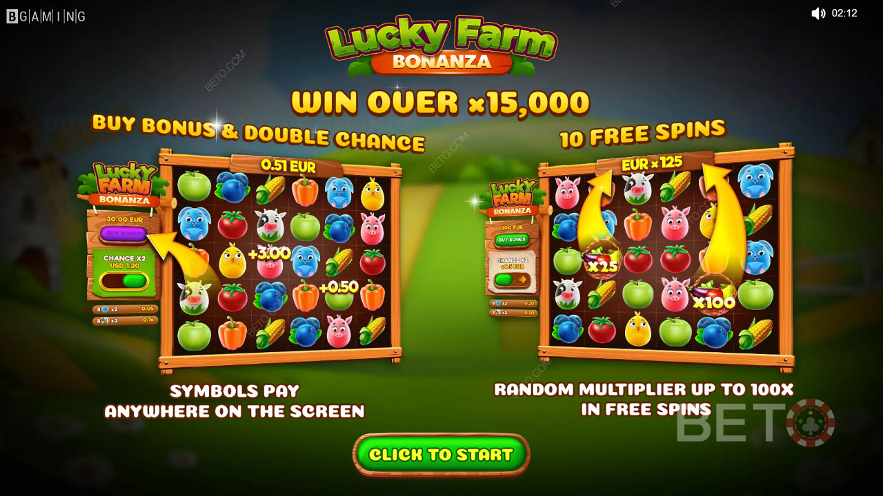 Godetevi i moltiplicatori, le doppie chance e i giri gratis nel gioco di casinò Lucky Farm Bonanza