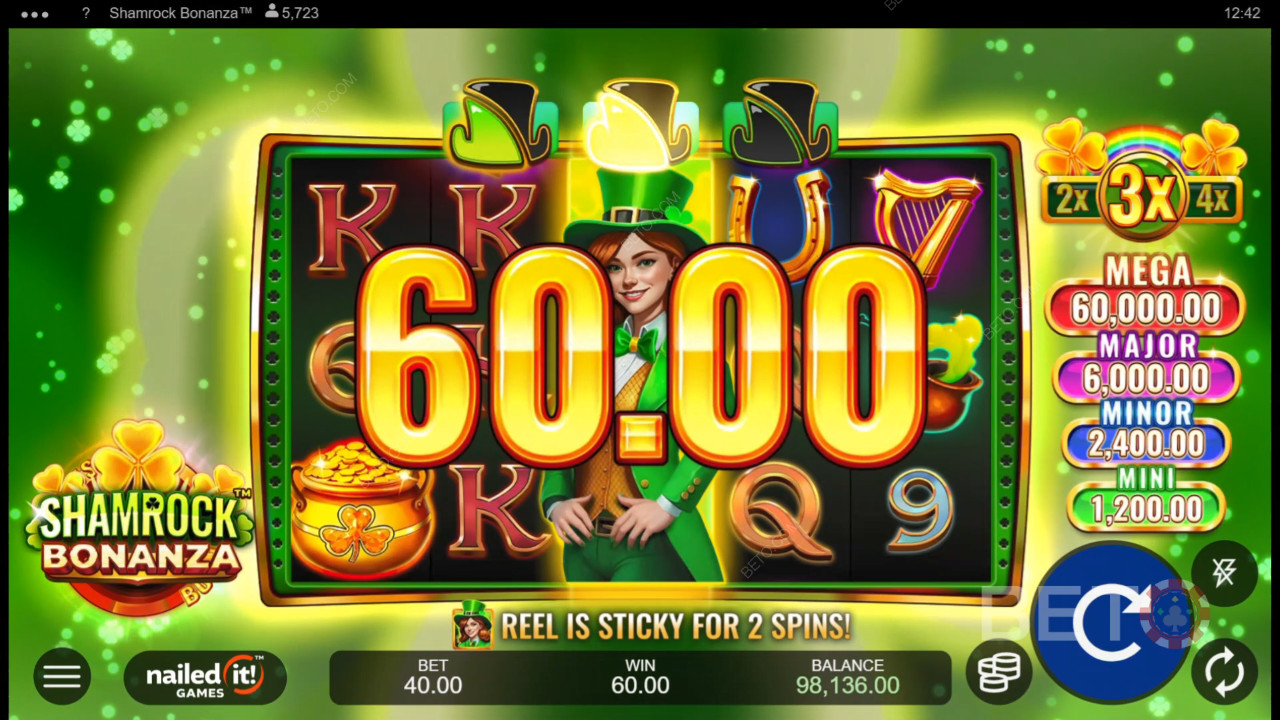 Vinci 5.340x la tua puntata nella slot machine Shamrock Bonanza!