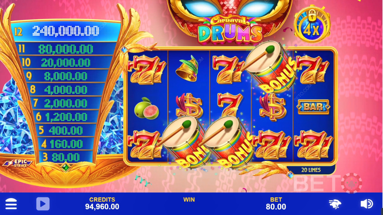 Carnaval Drums Recensione di BETO Slots