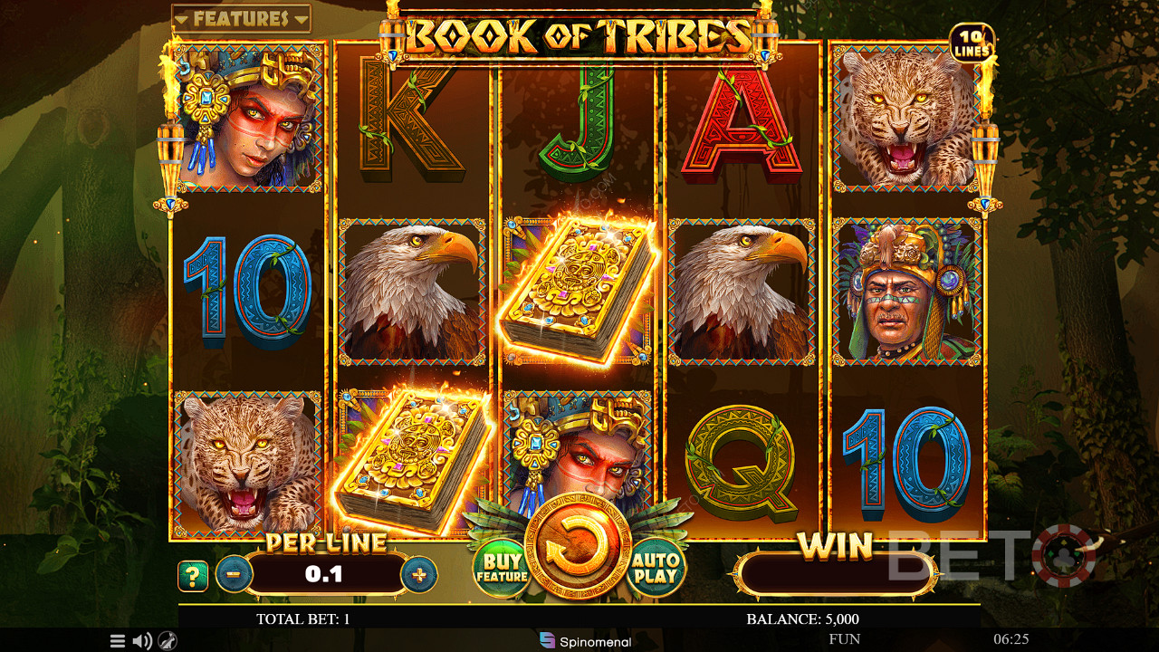 3 Scatter Wilds vi assegneranno dei Free Spins nella slot Book of Tribes
