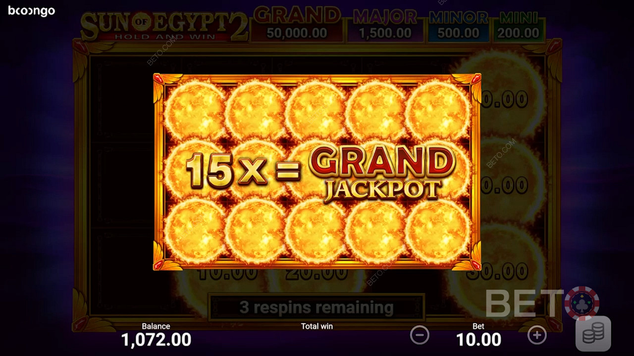 Vincere il Grand Jackpot riempiendo tutte le posizioni del Gioco Bonus