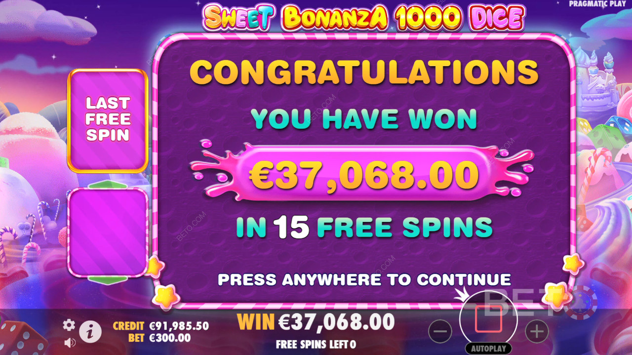 Vinci 25.000x la tua puntata nella slot online Sweet Bonanza 1000 Dice!