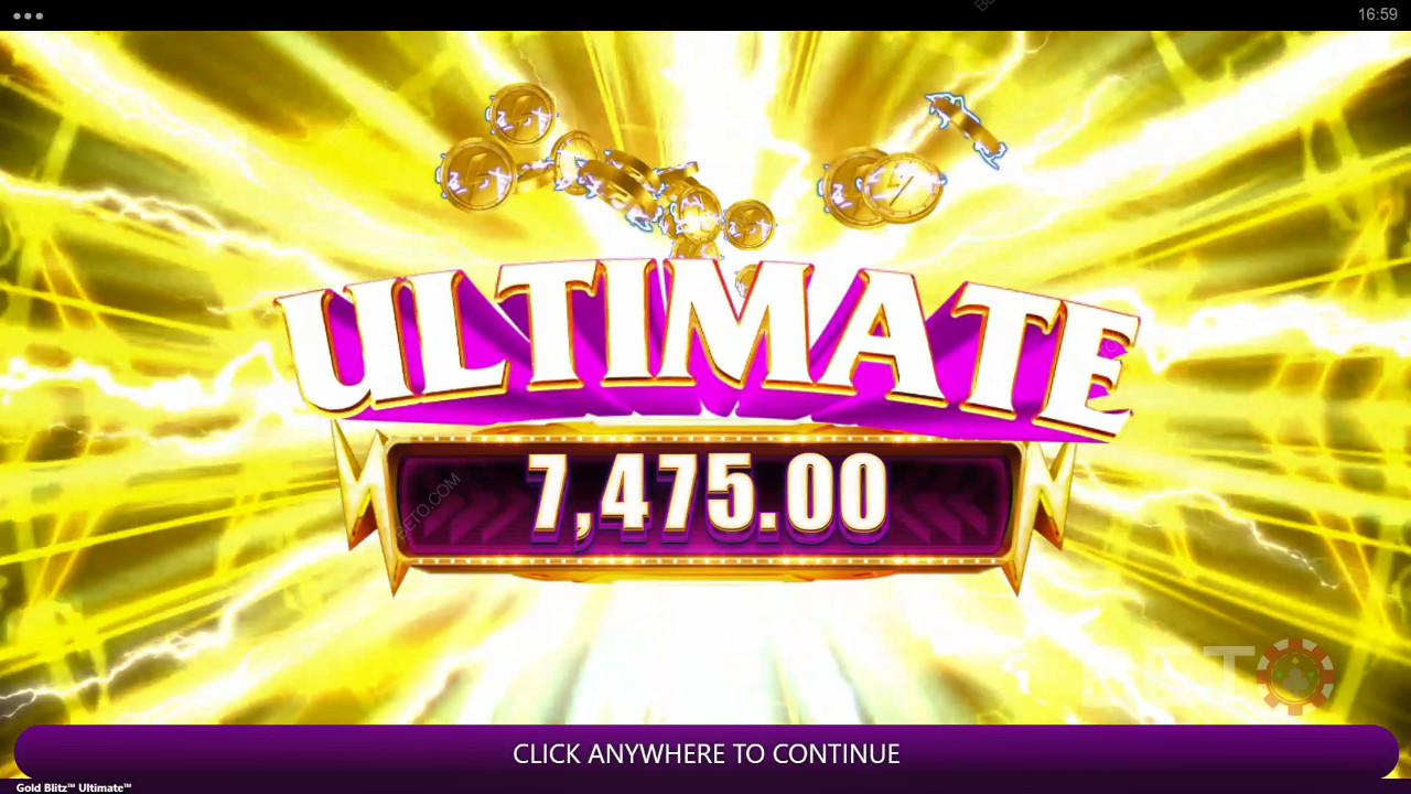 Vinci 2.500x la tua puntata nella Gold Blitz Ultimate Slot Machine!