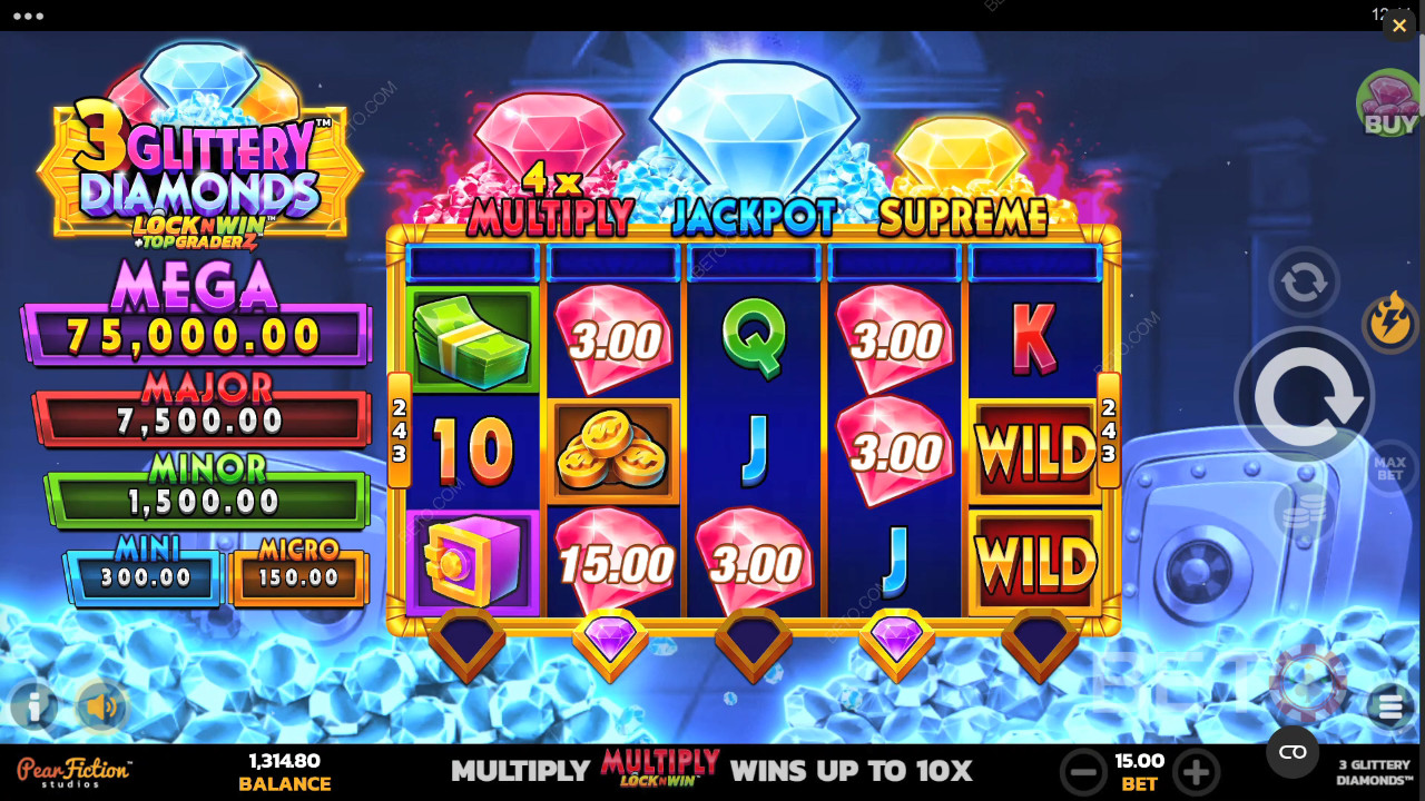 3 Glittery Diamonds Recensione di BETO Slots