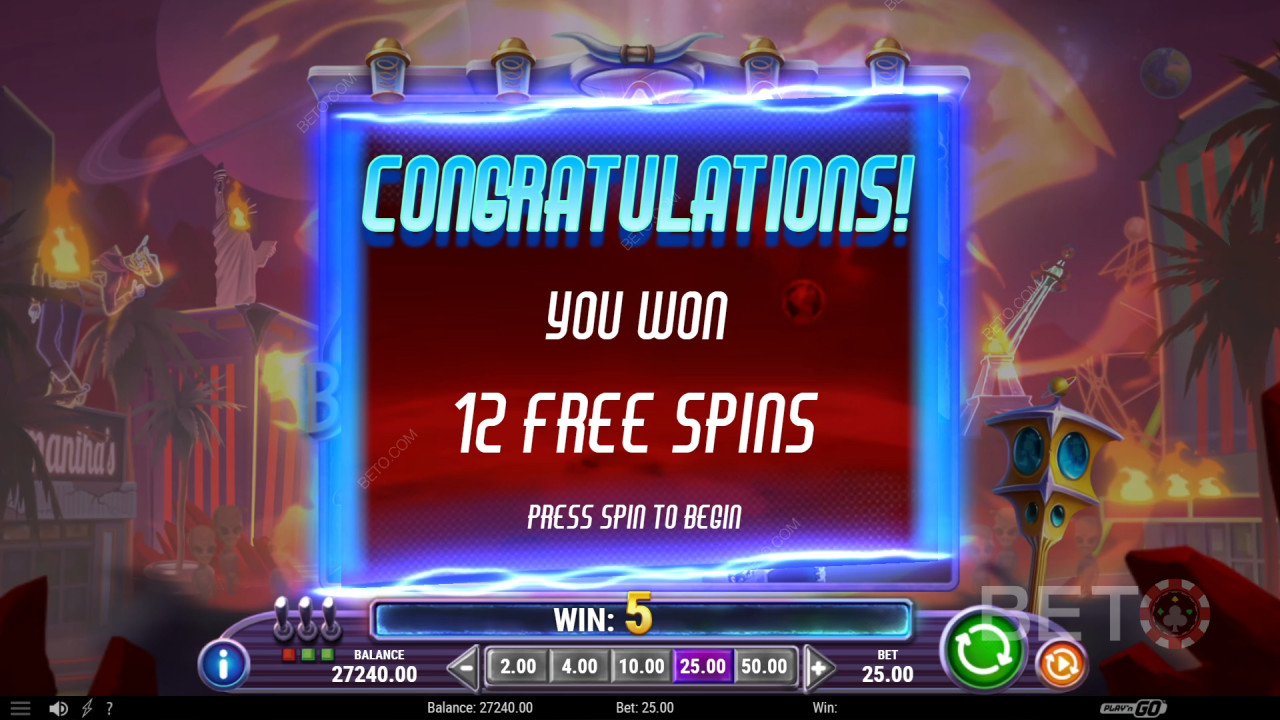Vinci 2.500x la tua puntata nella video slot Invading Vegas Revenge on Mars!