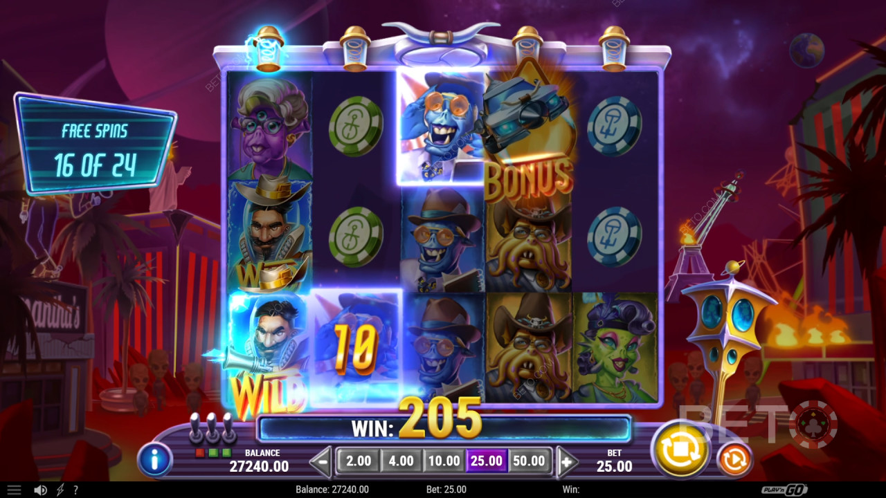Le funzioni bonus spiegate in Invading Vegas Revenge on Mars di Play