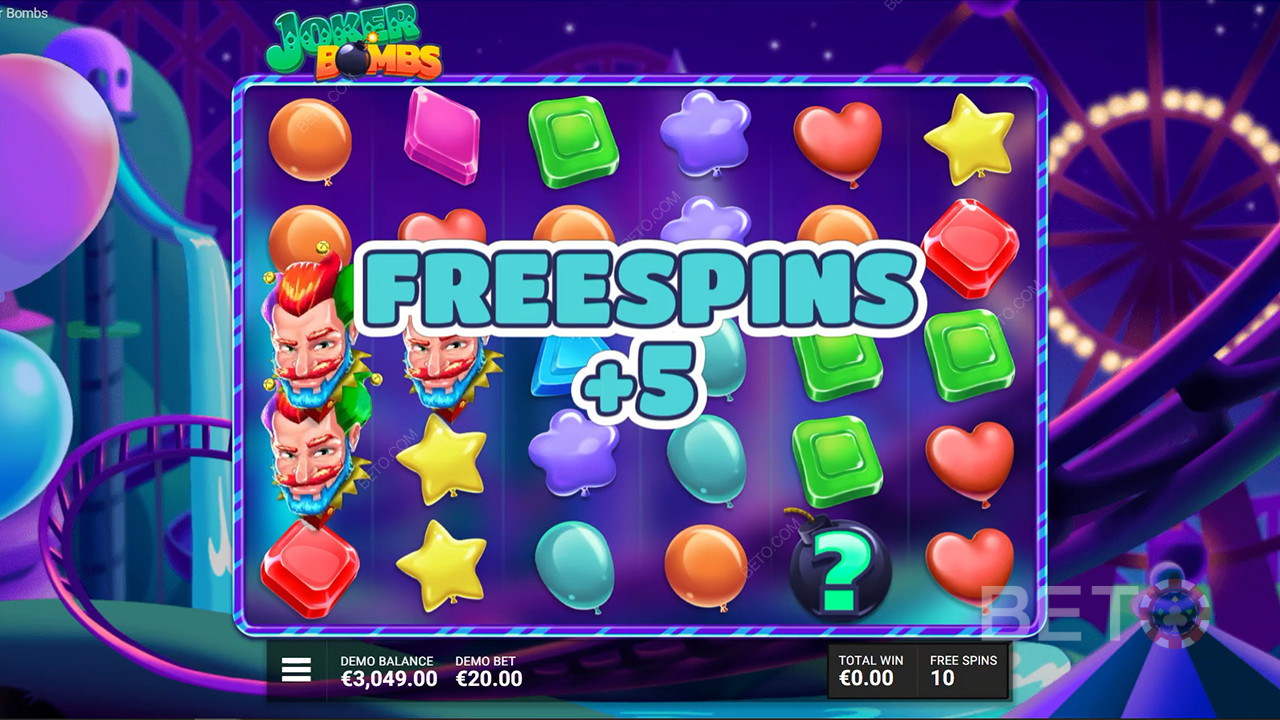 Atterraggio di tre simboli Free Spins per attivare cinque Free Spins aggiuntivi
