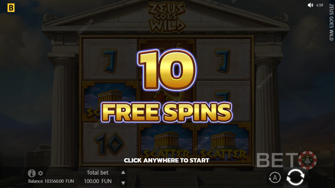 Le funzioni bonus spiegate in Zeus Goes Wild di BGaming