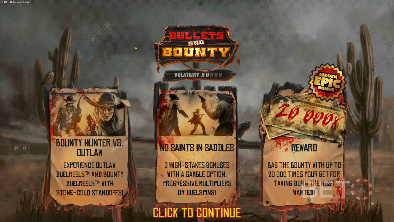 Caratteristiche bonus spiegate in Bullets and Bounty da Hacksaw Gaming