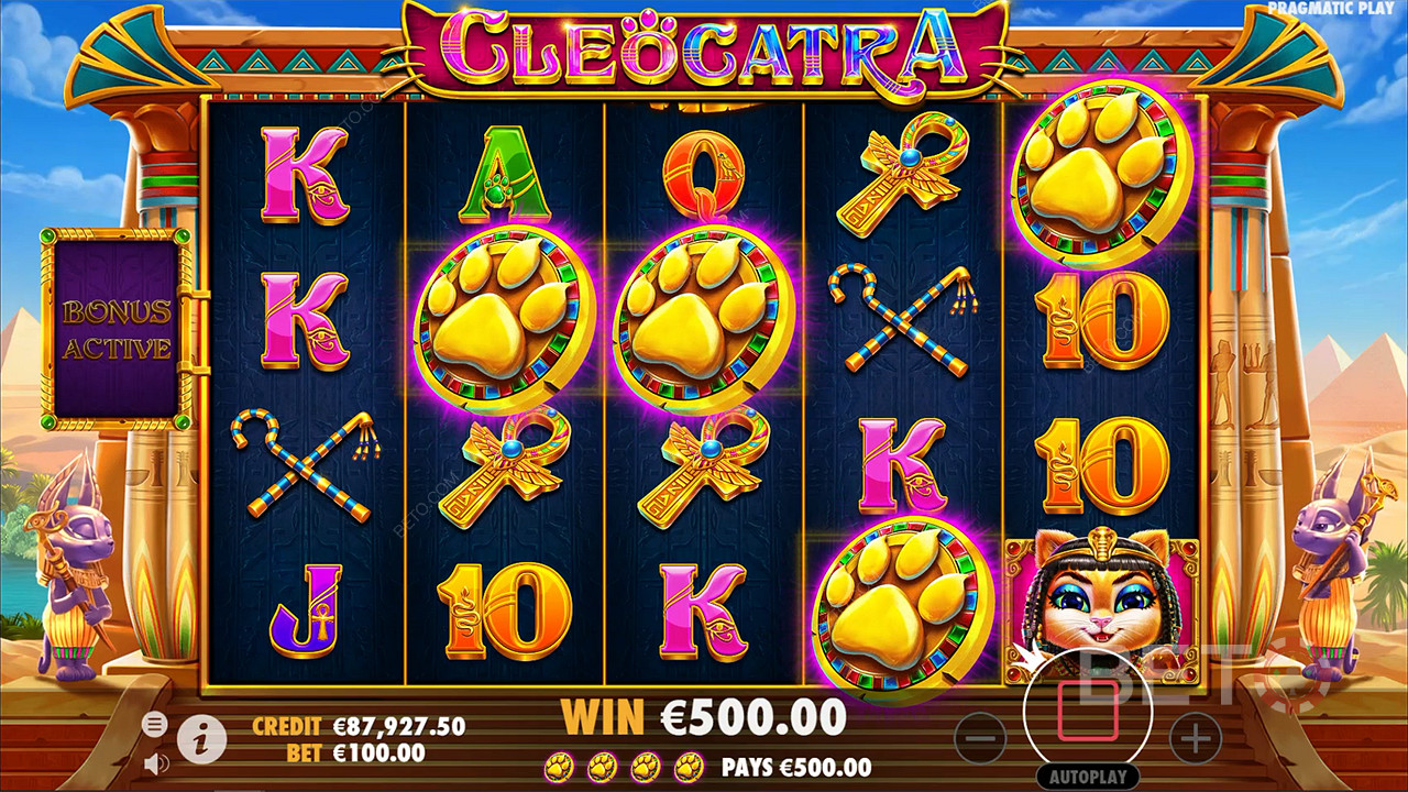 3 o più Scatter assegneranno dei Free Spins nella slot machine Cleocatra.