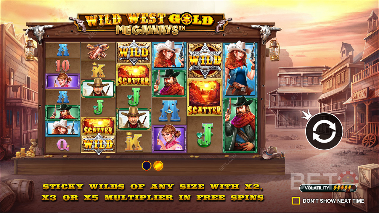 Nella slot Wild West Gold Megaways sono presenti Sticky Wilds con moltiplicatori fino a 5x.