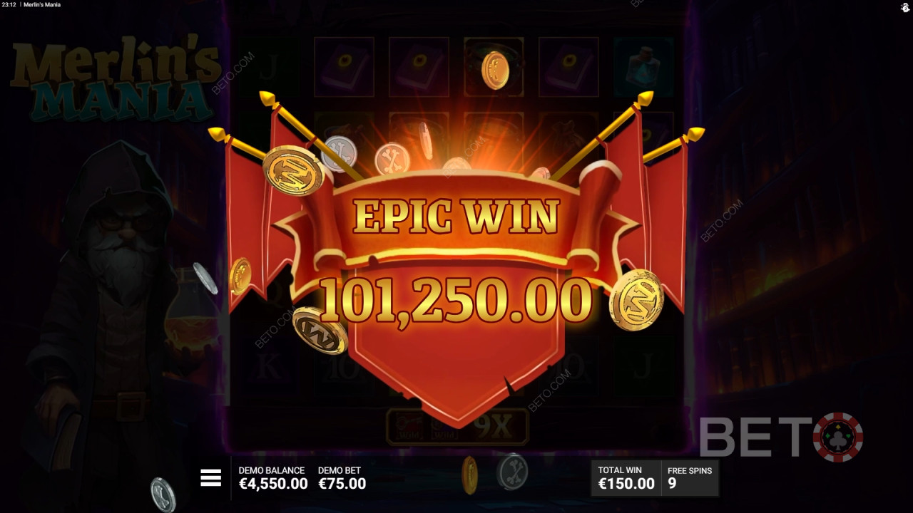 Vinci 12.000x la tua puntata nella slot machine Merlin