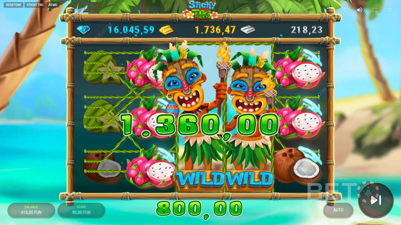 Vinci 10.000x la tua puntata nella slot Sticky Tiki!