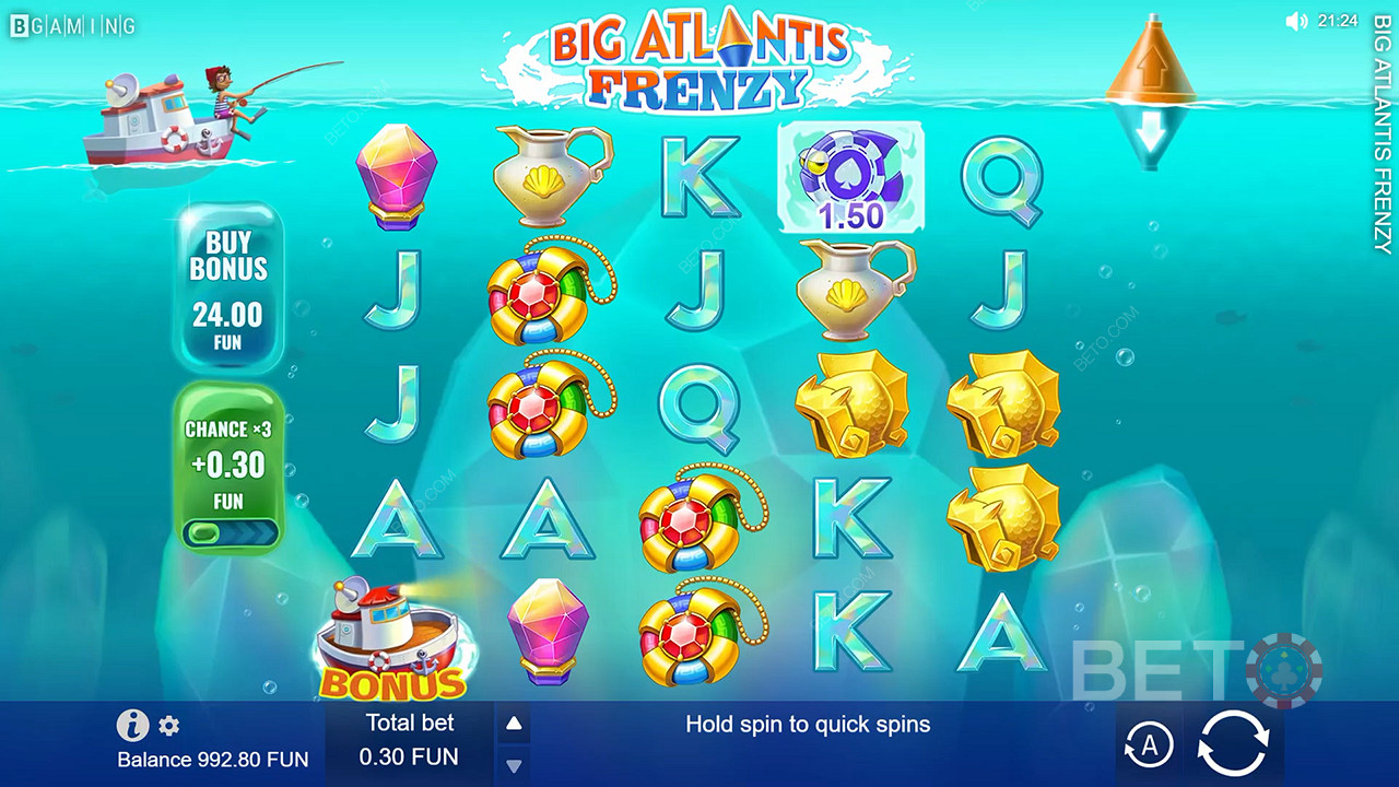 Regola il layout utilizzando le frecce nella slot online Big Atlantis Frenzy
