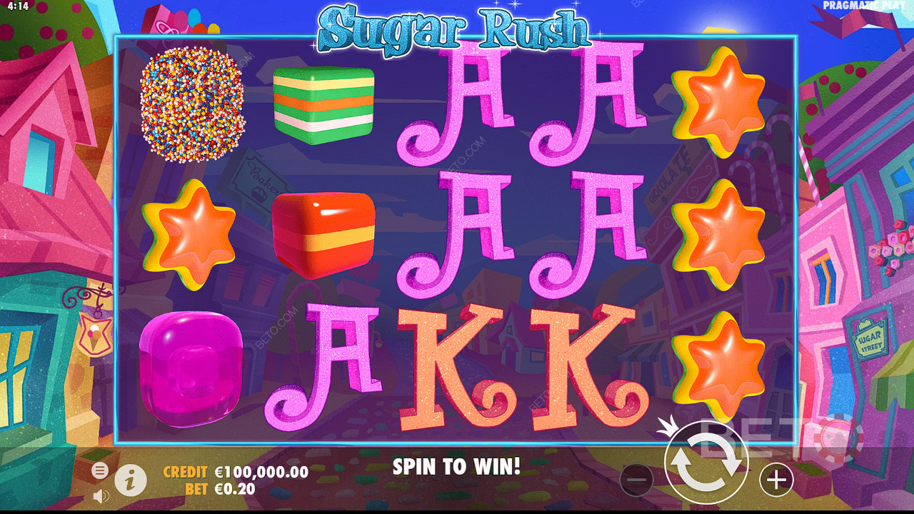 Goditi un tema dolce e bellissimo! Gioca oggi alla slot machine Sugar Rush su BETO!