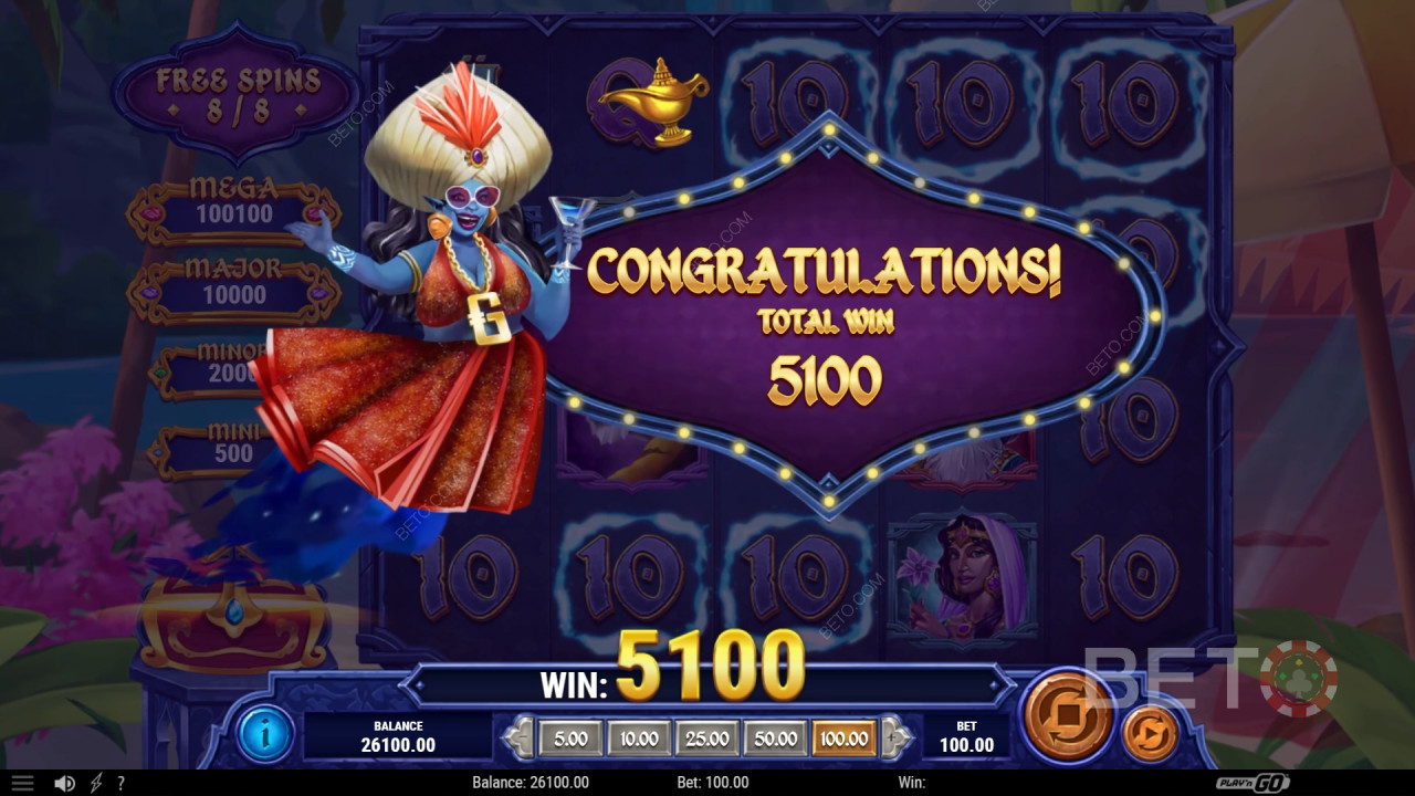 Caratteristiche dei bonus spiegate in 1001 Mystery Genie Fortunes di Play