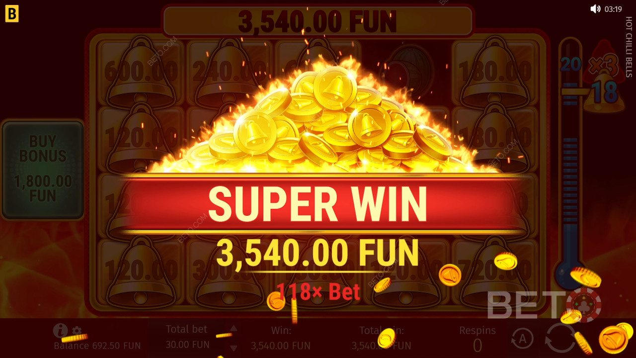 Vinci 5.000x la tua puntata nella slot online Hot Chilli Bells!