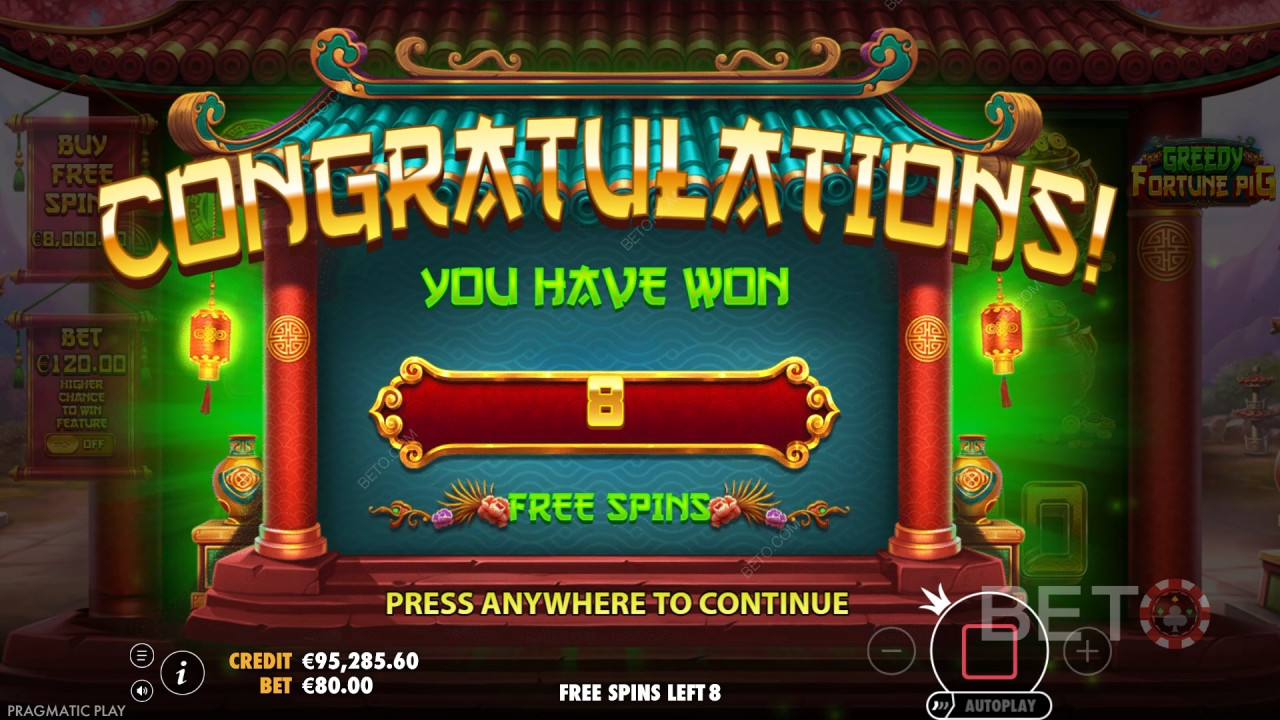 Vinci 8.888x la tua puntata nella slot Greedy Fortune Pig!