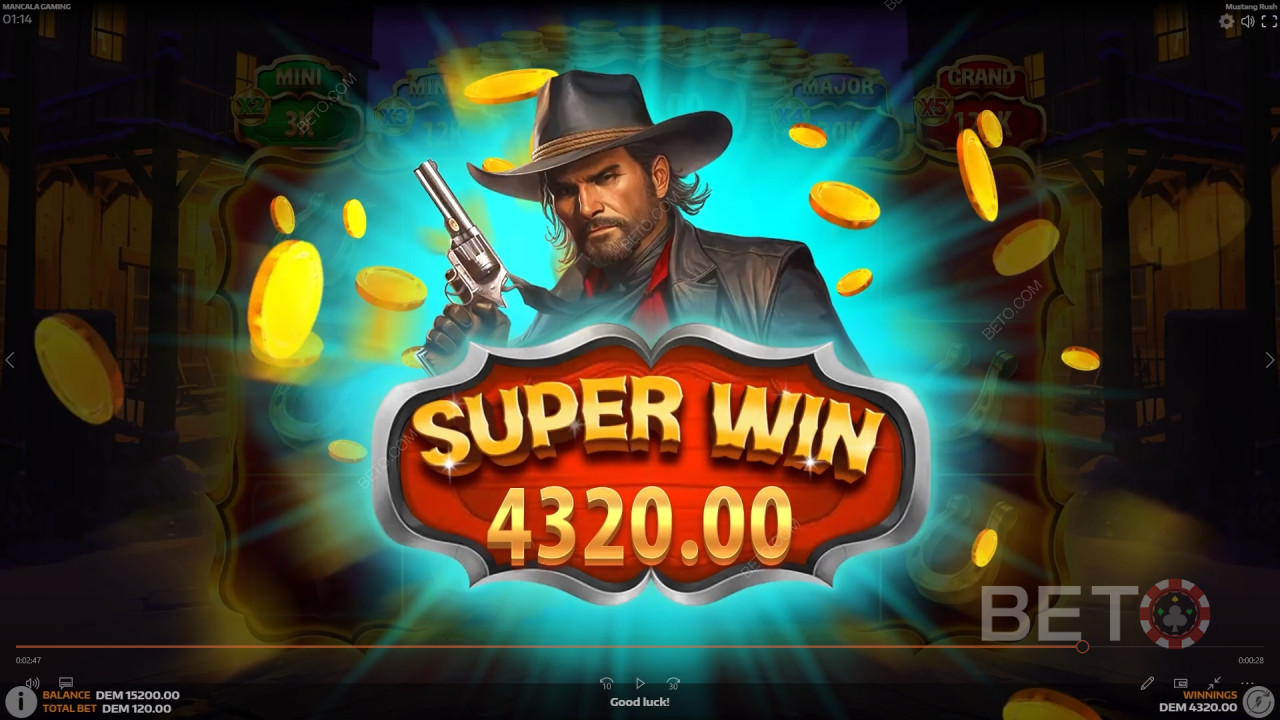 Vinci 5.105x la tua puntata nella slot online Mustang Rush!