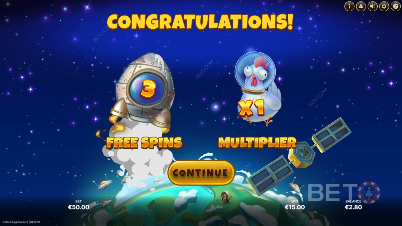 Le funzioni bonus spiegate in Golden Egg Invaders da NetEnt