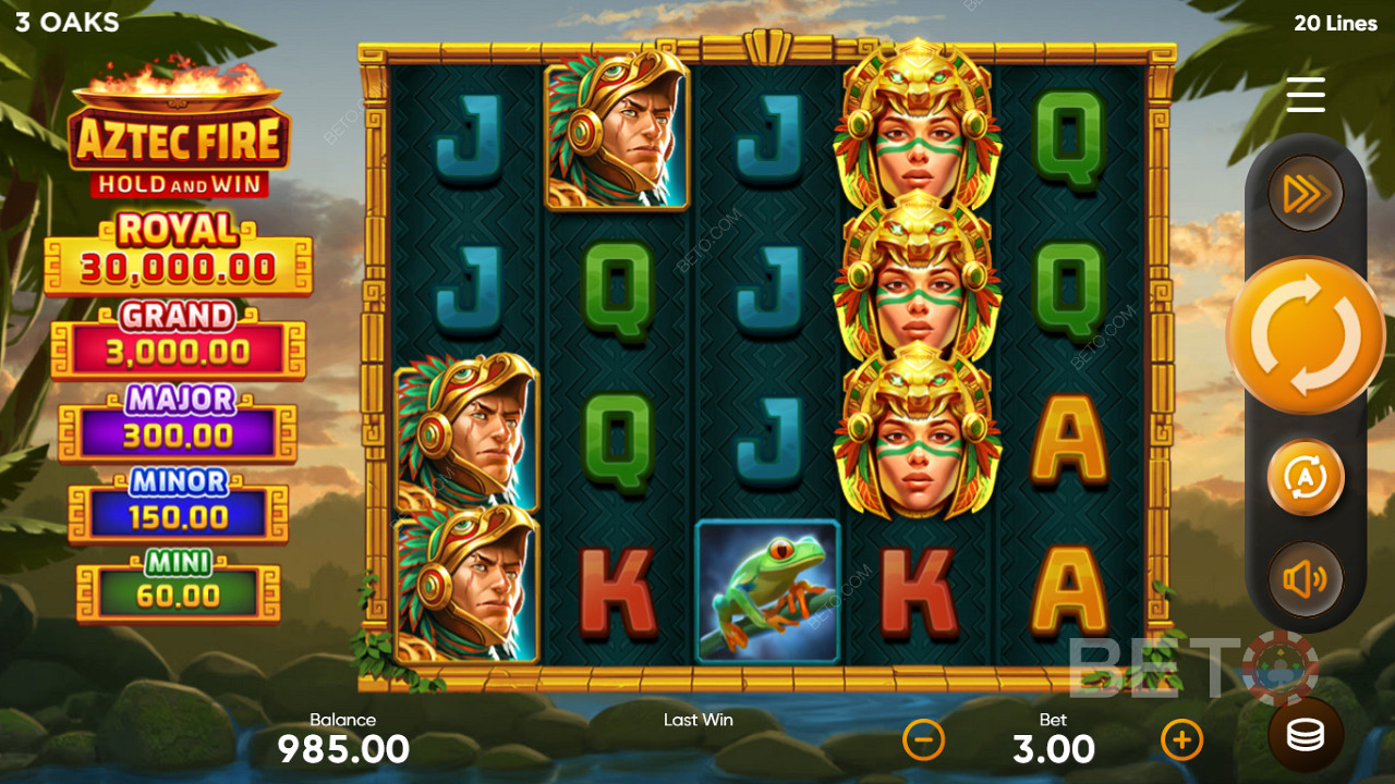 Vincete fino a 10.000x della vostra puntata nella slot Aztec Fire: Hold and Win
