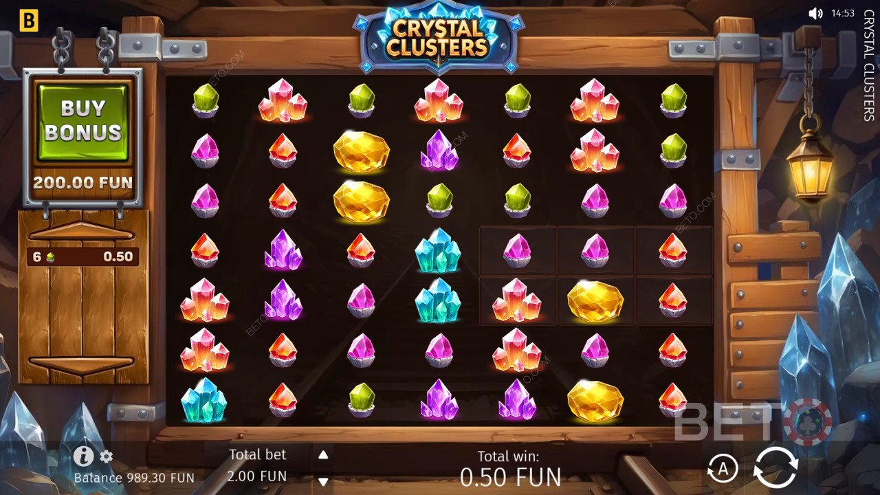 Spiegazione delle funzioni bonus in Crystal Clusters di BGaming