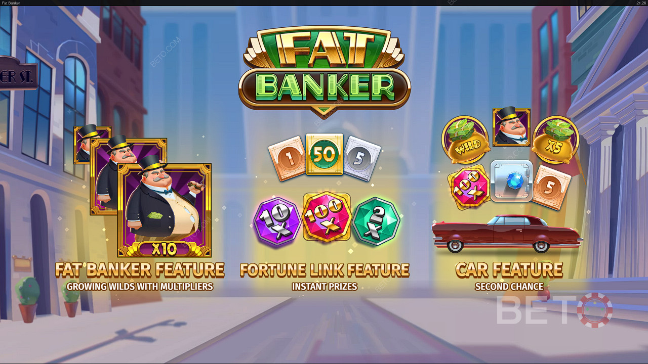 Godetevi tante caratteristiche incredibili come il bonus Fat Banker e la funzione Fortune Link.