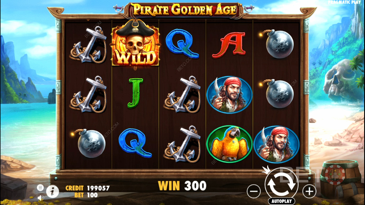Anche i simboli di pagamento regolari possono dare grandi vincite nella slot Pirate Golden Age.