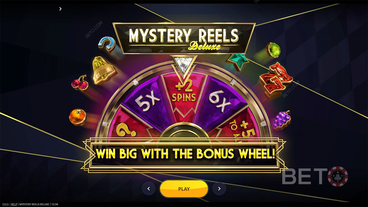 Fate girare la Ruota dei Bonus e vincete enormi premi nella slot Mystery Reels Deluxe