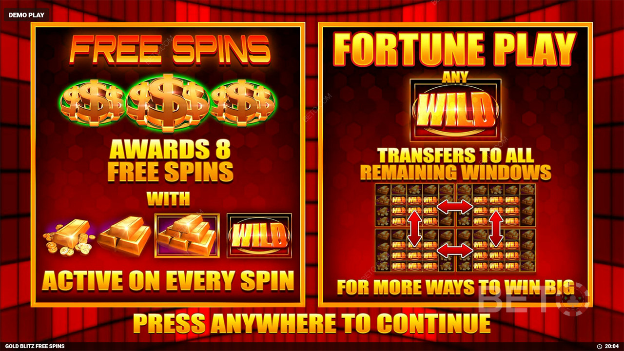 Le funzioni bonus spiegate in Gold Blitz Free Spins di Blueprint