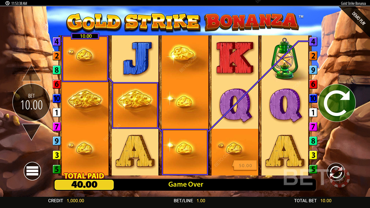 Vinci 2.500x la tua puntata nella slot machine Gold Strike Bonanza Fortune Play!