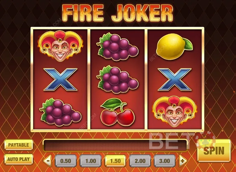Video gameplay di esempio - Atterraggio di diverse combinazioni vincenti in Fire Joker
