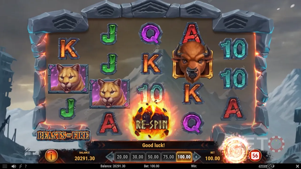 Esempio di gameplay di Beasts of Fire che mostra le animazioni esplosive